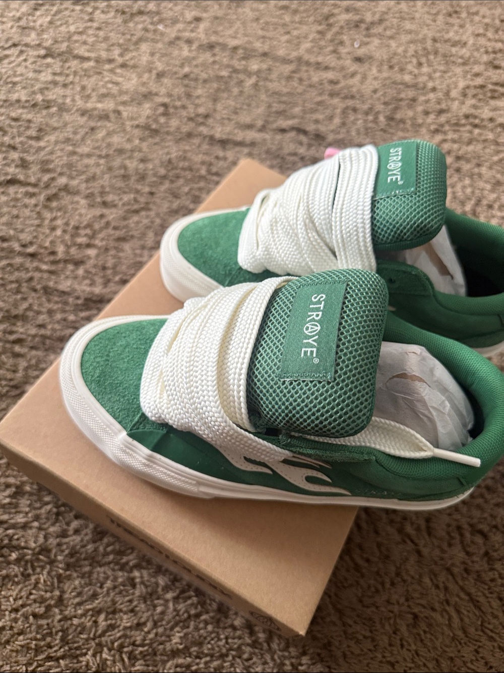 RAYE Green and White Kids Skate Sneakers